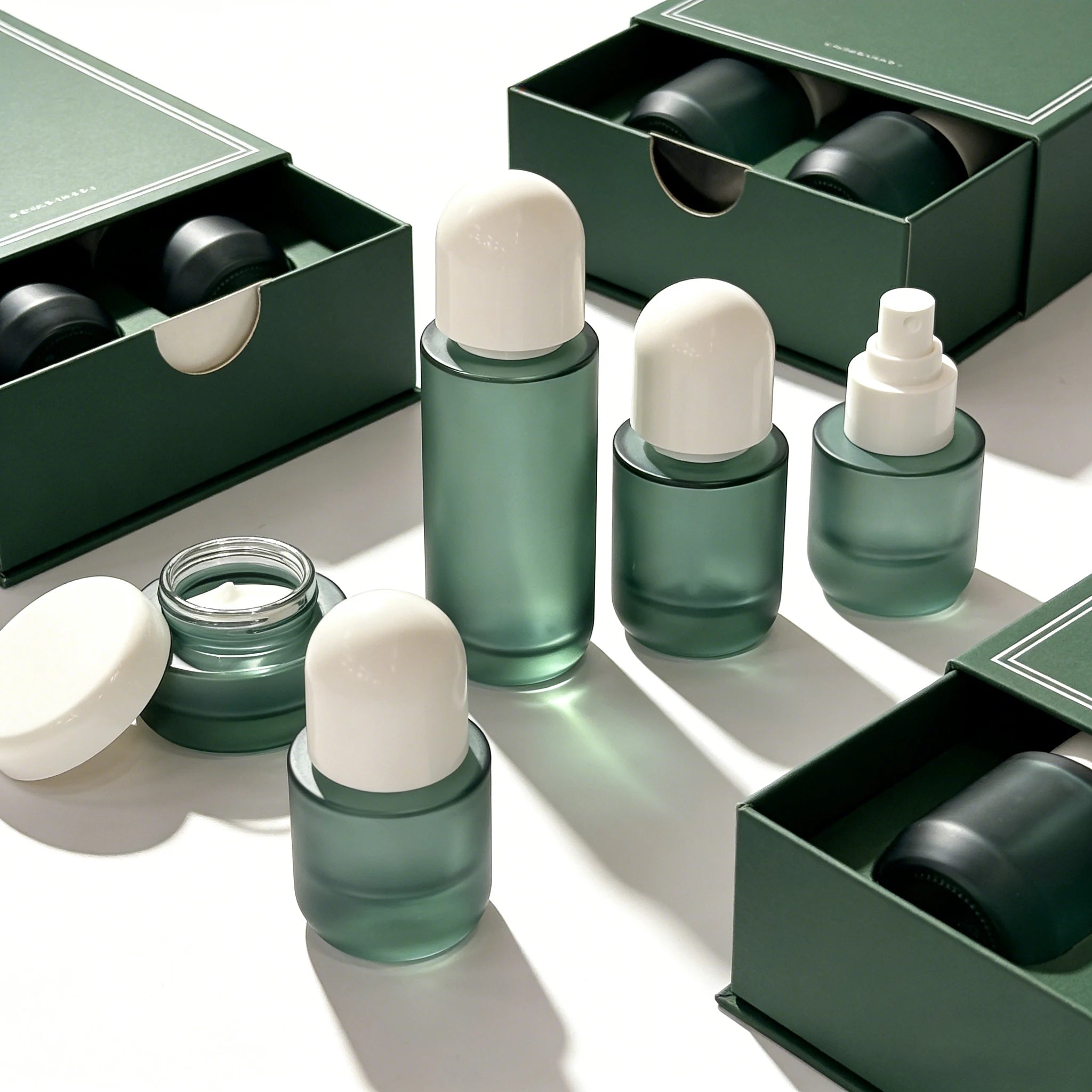 Custom Cream Jar Glass Lotion Pump Bottle 30ml 50ml 100ml 120ml 30g 50g Cosmetic Packaging Glass Set for Face Cream - 图片 4