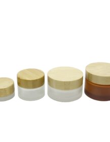 50g Cosmetic Frosted Glass Jar With Bamboo Wood Lid Bamboo Jars for Cream High Quality Bamboo Cosmetic Jar
