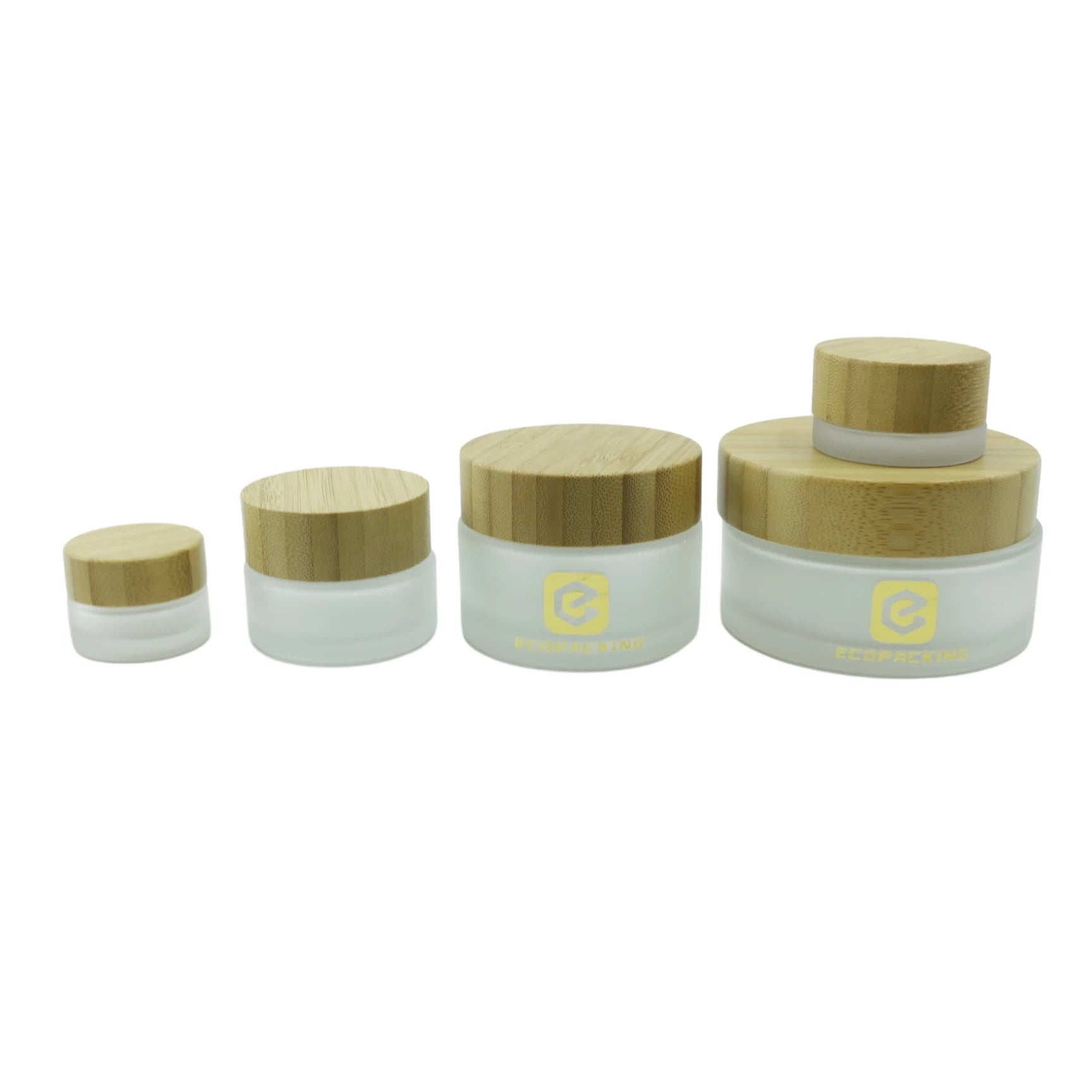 100g 200g clear Green Amber Cosmetic Frosted Glass Jars Bamboo Packaging with Bamboo Lid - 图片 8