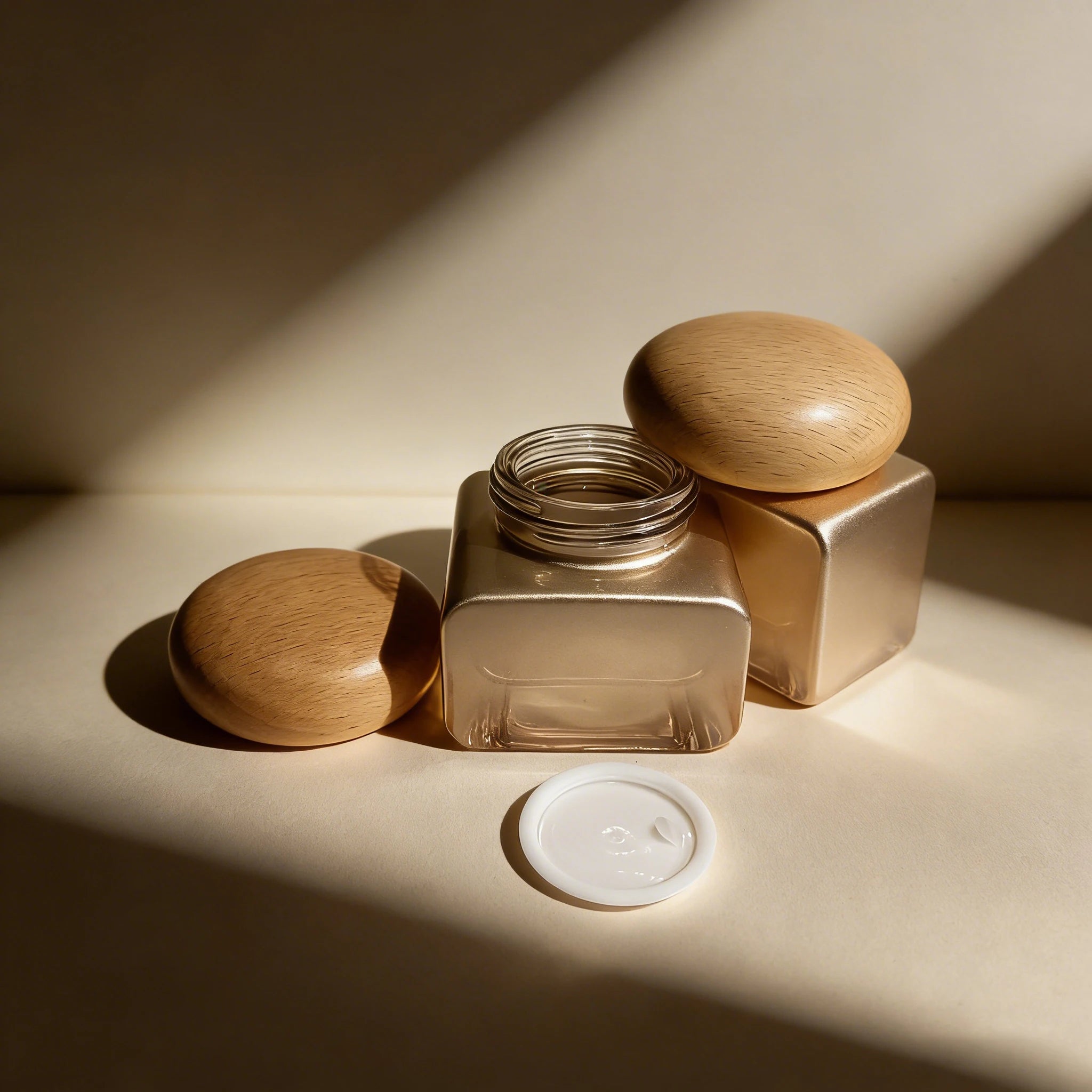 50g Glass Cosmetic Packaging Empty Bottles for Eye Cream & Lotion with Lotion Pump Square Shape - 图片 4