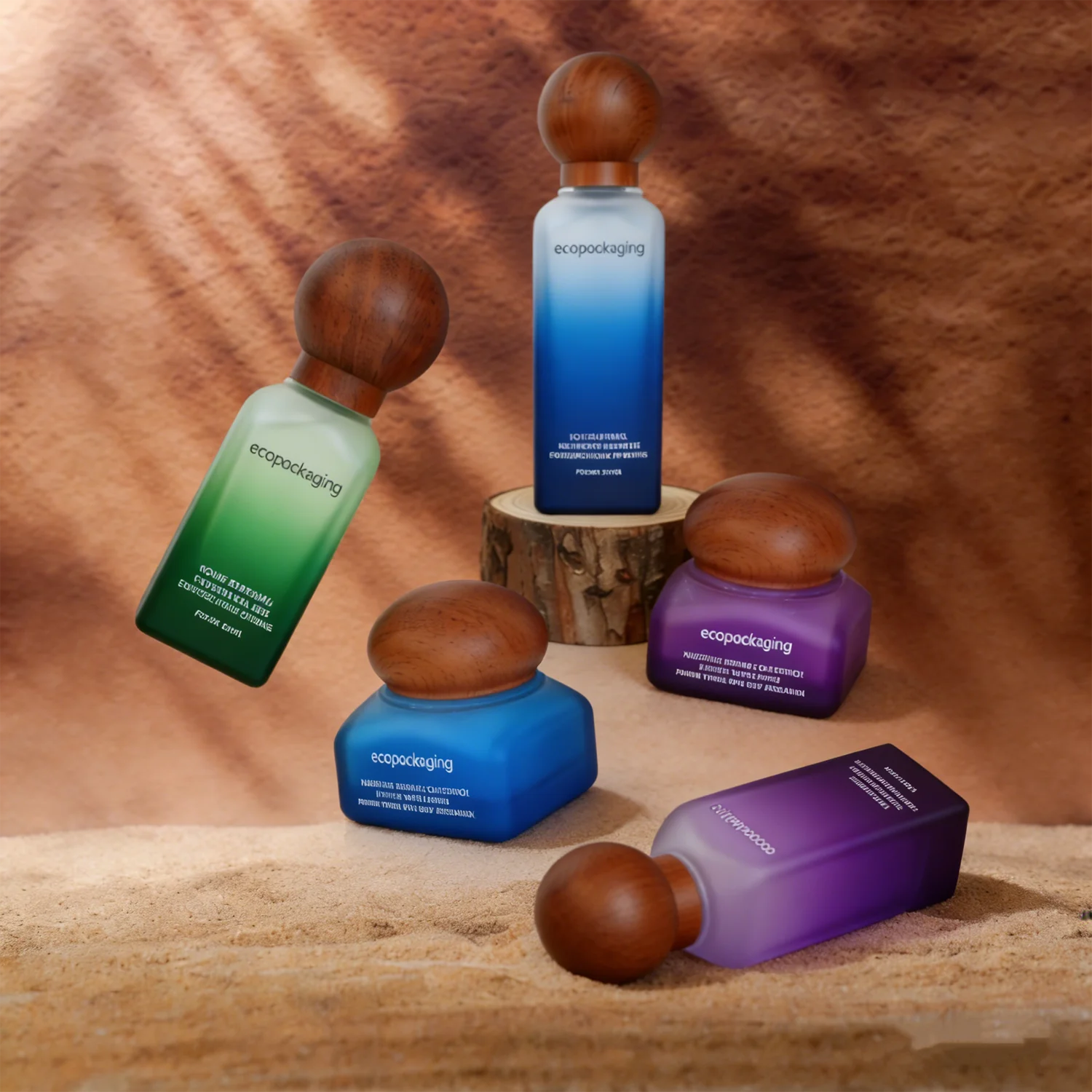 Square Frosted Lotion Bottles 30ml 50ml 100ml 120ml Square Refillable Bottle Wood Lid 50g Glass Cosmetic Cream Jars - 图片 4