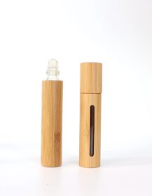 Eco Friendly Cosmetic Roll on Bottle Empty 5ml 10ml Bamboo Hair Oil Bottle with Window Packaging