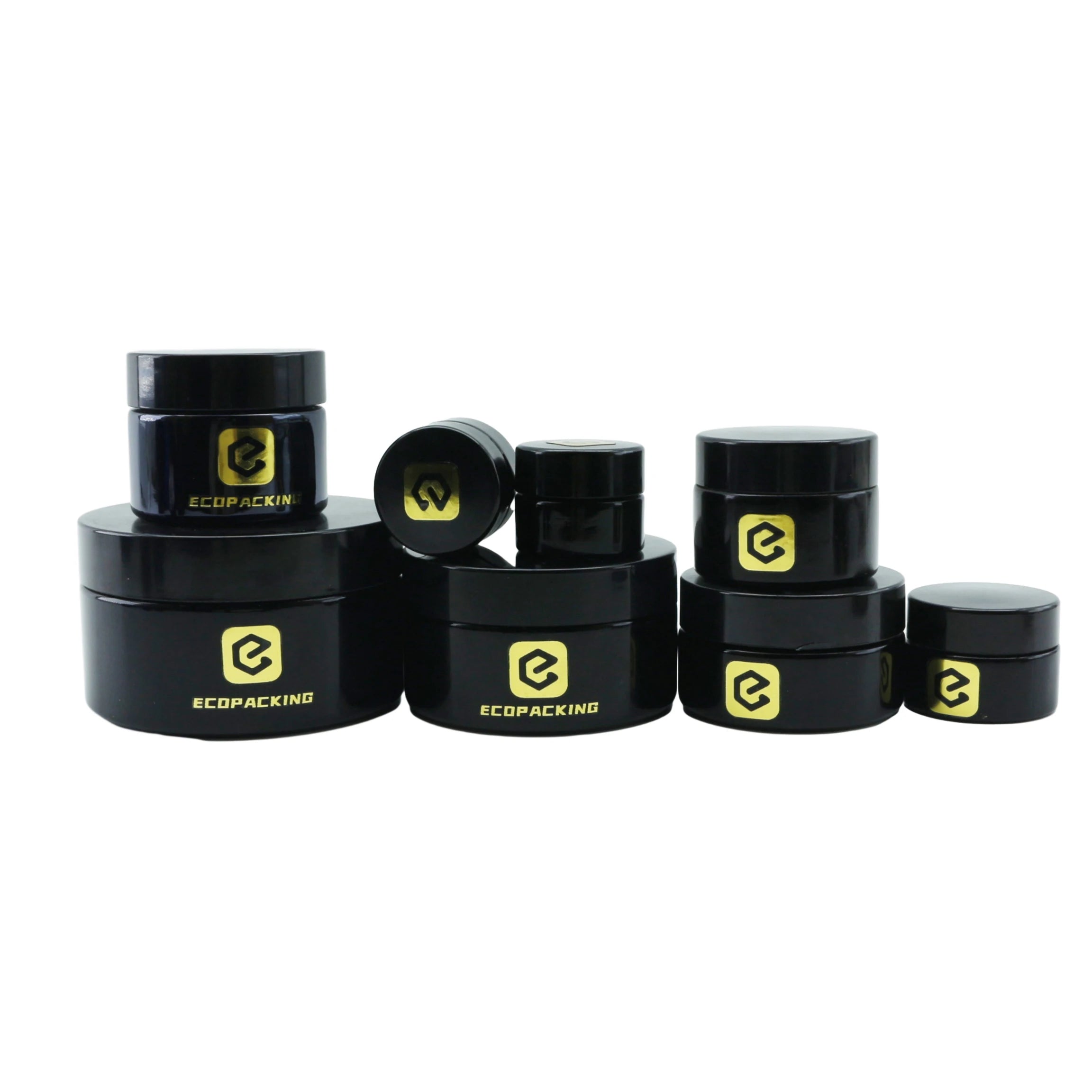 Wholesale Empty Uv Black Glass Cream Jar Cosmetic Face Cream Glass Container