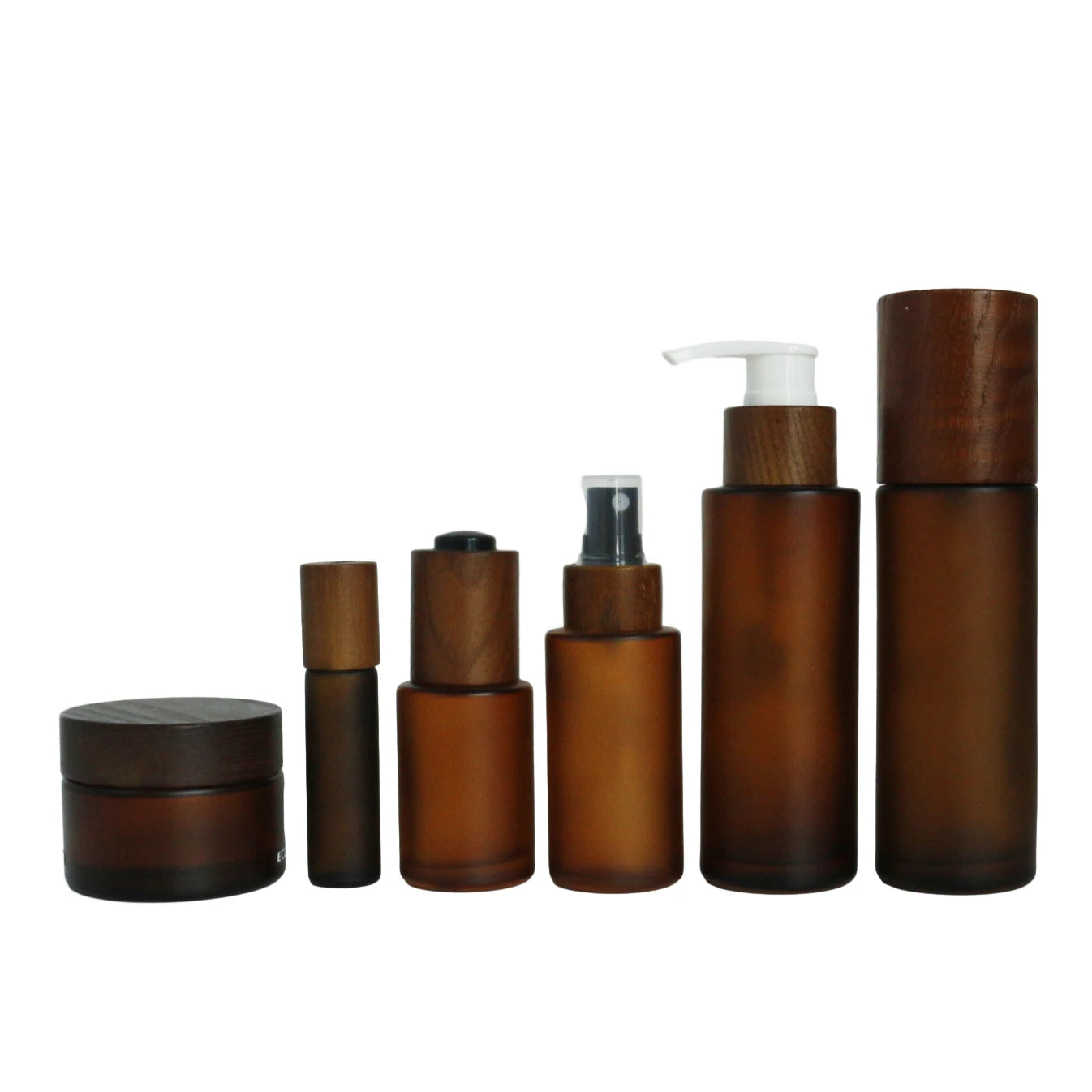 100ml 120ml 150ml 200ml Frosted Amber Luxury Eco Packaging Cosmetic Lotion Pump Glass Bottle for Skin Care Serum - 图片 6