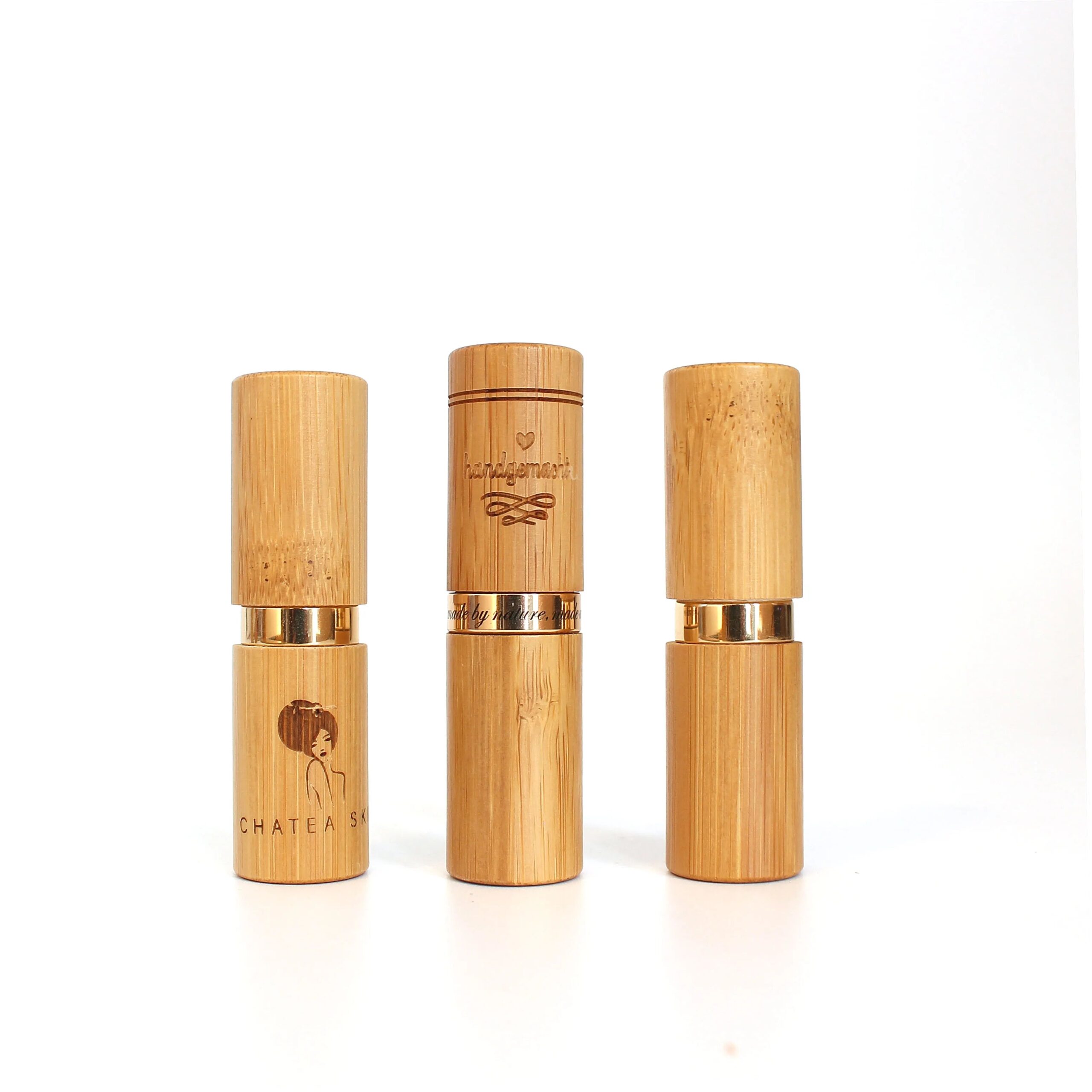 Custom Eco-Friendly Empty Lip Balm Container Wooden Twist up Bamboo Lipstick Tube Cosmetic Packaging