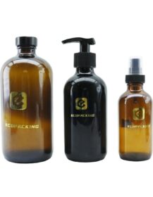 1oz 2oz 4oz 8oz 16oz Stock Amber Brown boston Round Glass Spray Dropper Pump Bottle for Cosmetic Oil Cleanser Shampoo