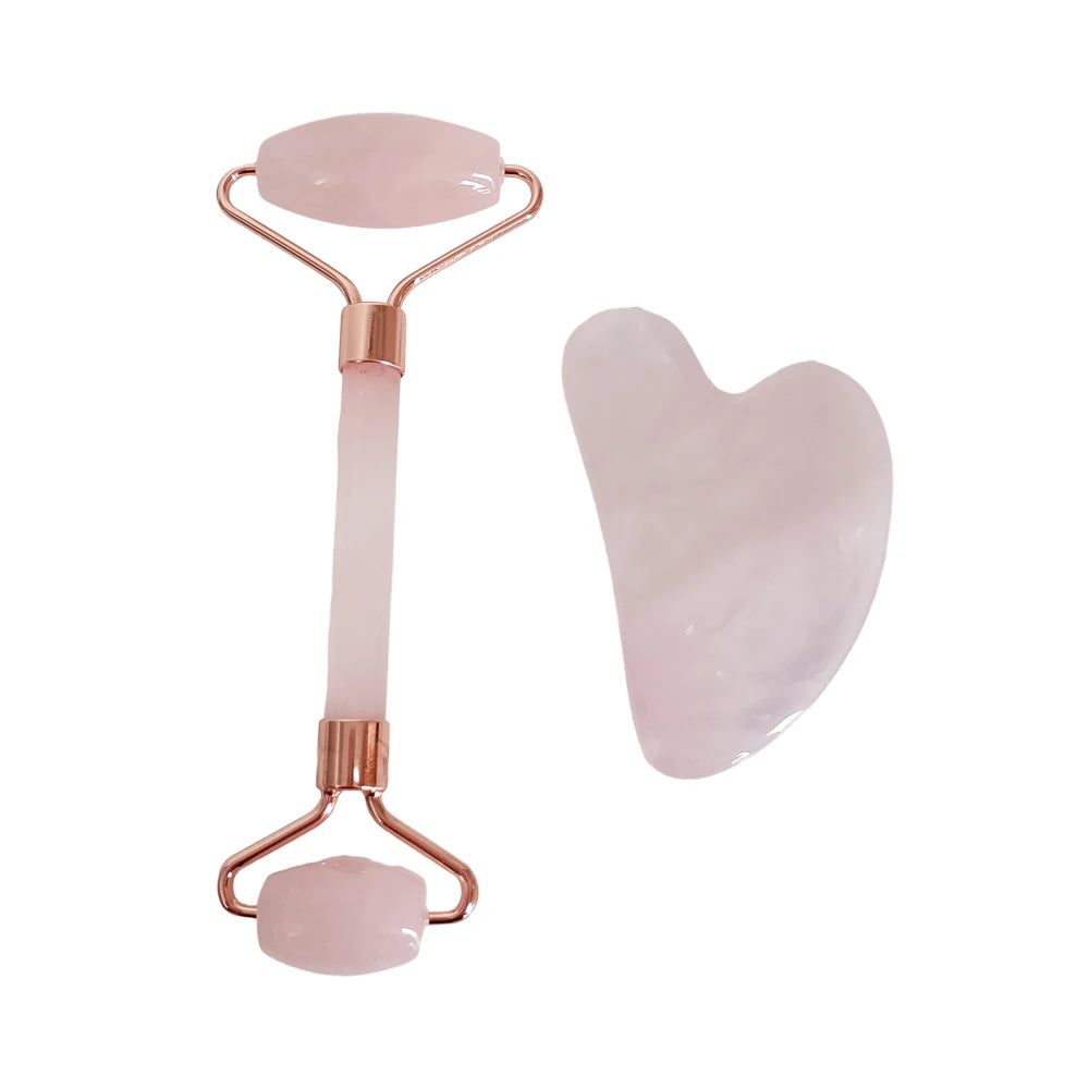 Skin Care Tools Facial Massage Tool Face Massager Double Head Jade Roller and Gua Sha Set Face Jade Roller