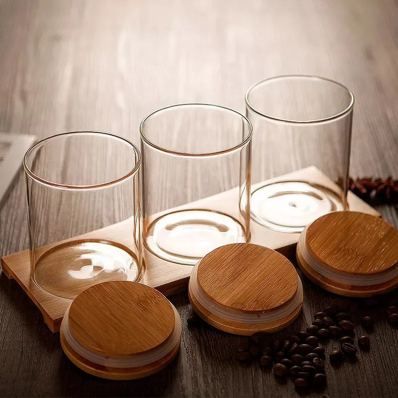 Dry Food Borosilicate Glass Jars Food Storage With Bamboo Lid Airtight Kitchen Organizer - 图片 3