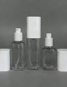 Factory Stock 80ml 100ml 120ml Empty Square Transparent PET Lotion Pump Bottle White Cap for Toner Serum Face Mask Wigs 888J
