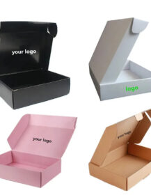 Custom Logo White Black pink Folding Paper Packaging Boxes Cardboard Shipping Mailer Packaging Boxes Paper