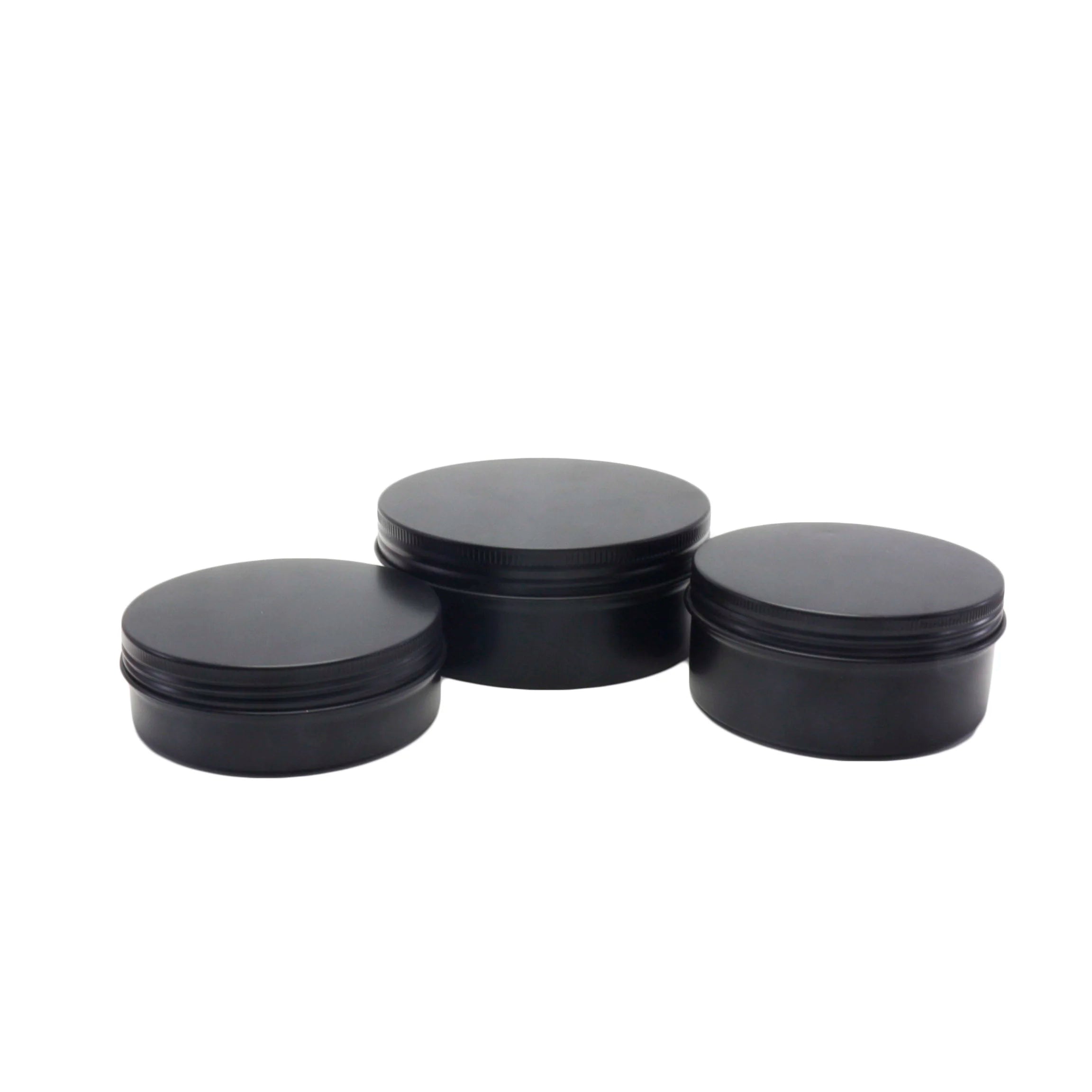 Wholesales Black Aluminum Container Metal Tin Beard Oil Hair Wax Jar with Screw Lid