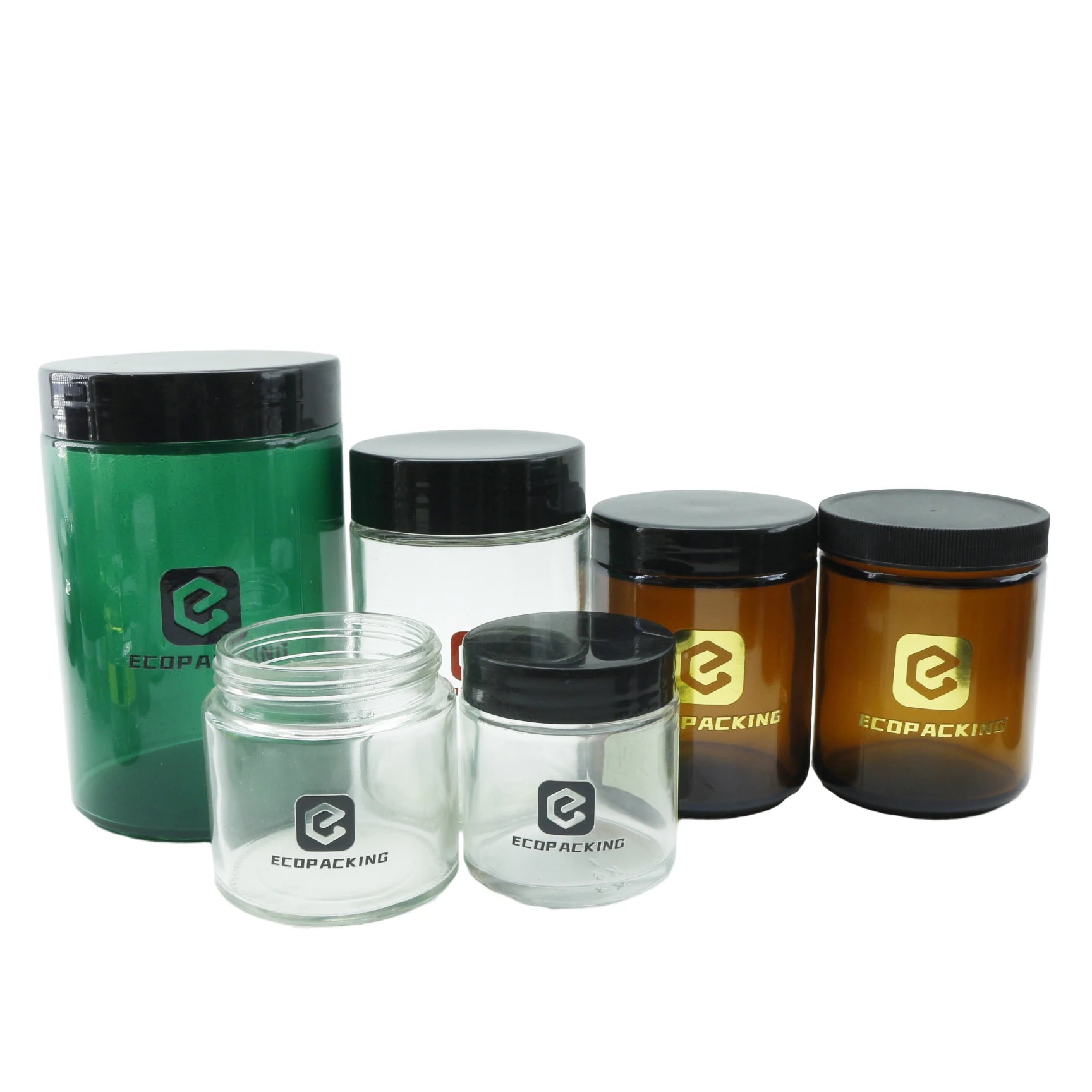 100g-500g Amber Wide Glass Jars with Black Lid for Candles Food Eye Drops & Skin Care Cream - 图片 3