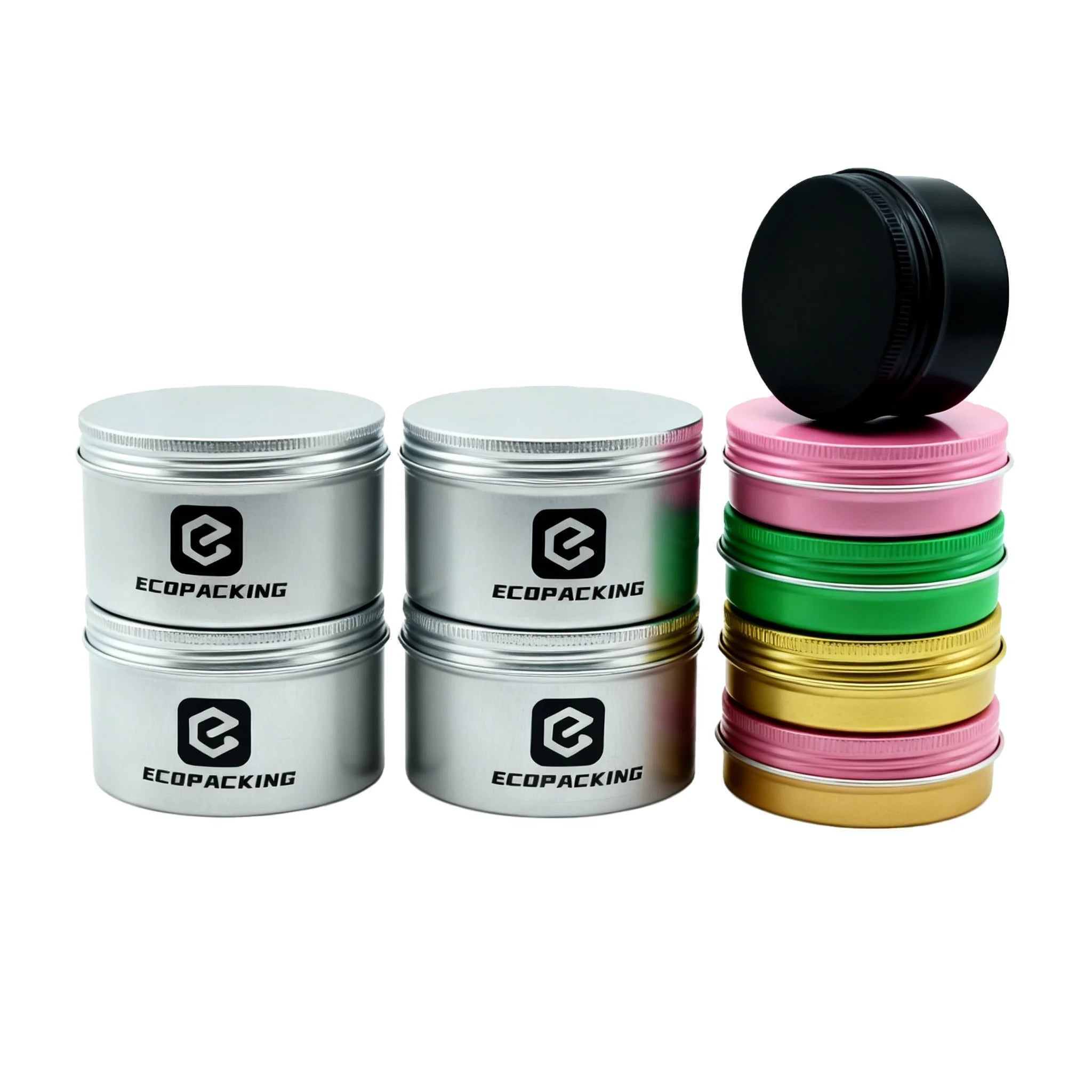 10ml 15ml 30ml 60ml 100ml 1oz 2oz Tin Box Round Screw Top Black Metal Tins Aluminum Cream Jar for Beard Balm