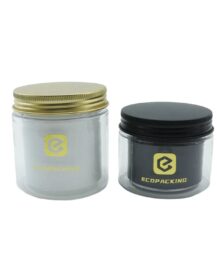 Luxury 50ml 100ml 150ml Plastic Jar clear Black Empty Skin Care Double Wall Jar with Lids