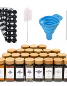 24pcs Set 120ml 4oz Square Glass Kitchen Food Storage Container Spice Honey Jars with Screw Cap Carton