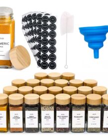 4oz Spice Glass Jar with Wooden Lid 12pcs 24pcs Full Set with Label OEM Spice Packing Seasoning Bottle Packaging Bottle B888