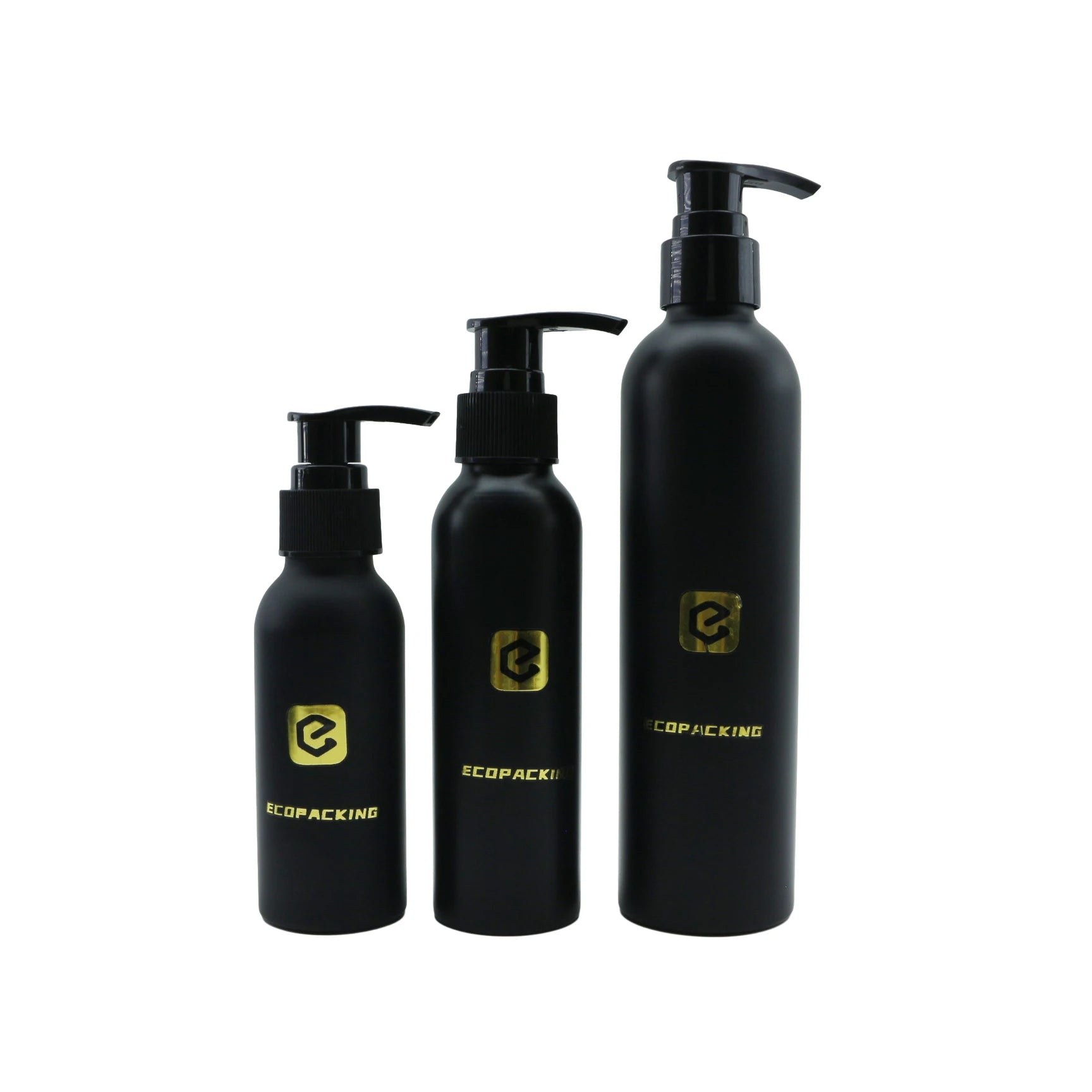 Matte Black Metal Cosmetic Shampoo Aluminum Lotion Pump Bottle 100ml 150ml 250ml 300ml 500ml - 图片 3