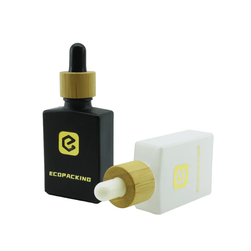 30ml Square Amber Glass Essential Oil Rectangle Glass Bottle Cosmetic Packaging Glass Bottle with Dropper for Cosmetic - 图片 2