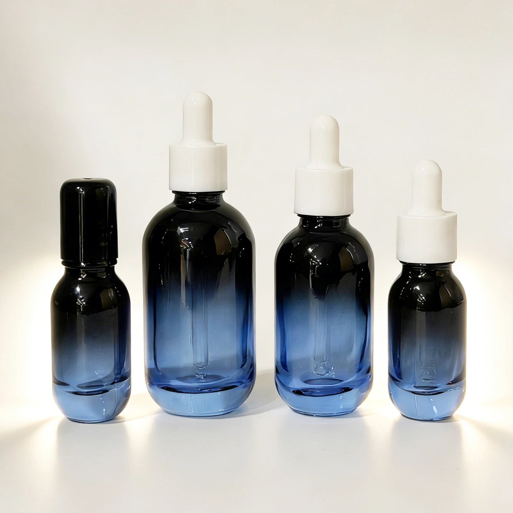 Thick Bottom Matte Glass Bottle 10ml 30ml 50ml Blue Gradient Serum Dropper Bottle Custom Logo Packing 888J Skin Care Serum - 图片 5
