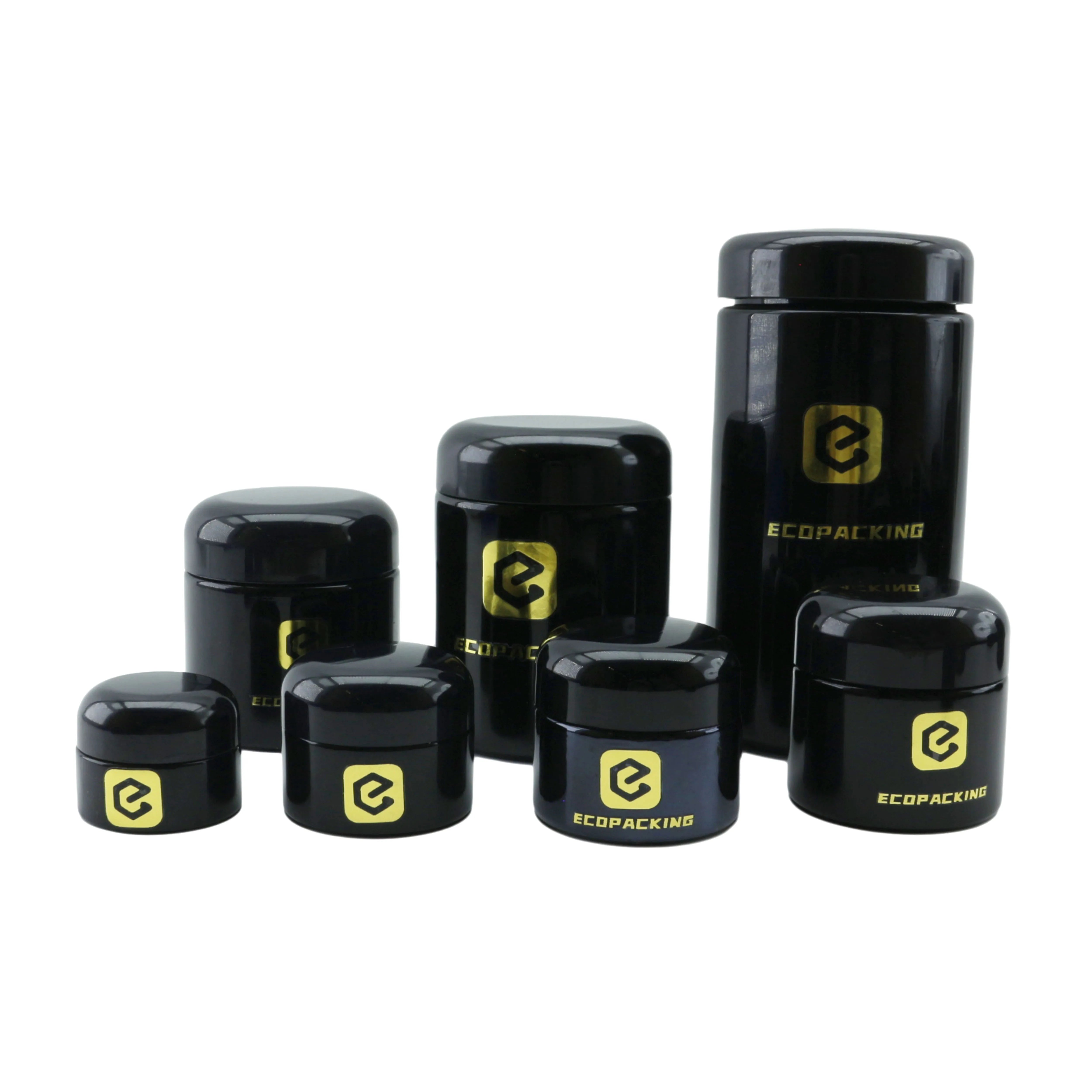 High End Jar for Uv Gel 5g 15g 30g 50g 100g 250g 500g 1000g Empty Black Uv Dark Violet Glass Jar - 图片 6