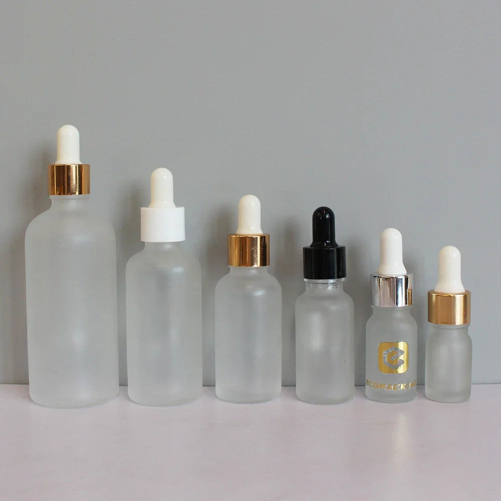Wholesale Custom 30ml 60ml 100ml 120ml 2oz 4oz Frosted Round Boston Perfume Glass Essential Oil Dropper Bottle With Lids - 图片 2