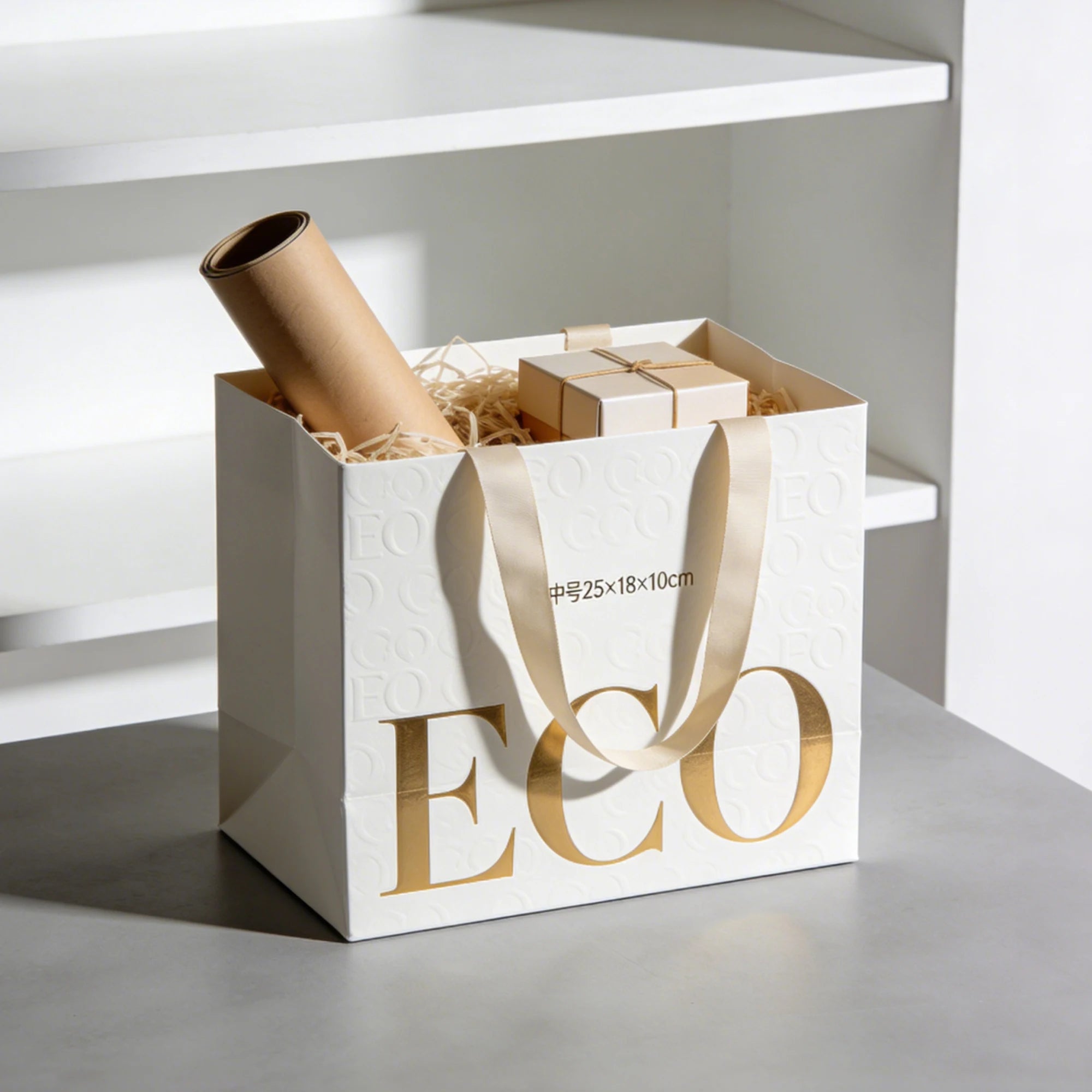 Biodegradable Recycled Paperboard Bag Eco-Friendly Custom Logo Supermarket Grocery Cosmetic Jewelry Packaging Gift Wrapping - 图片 6