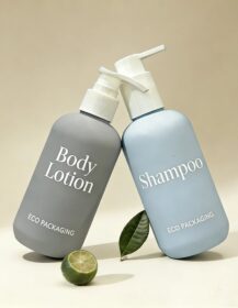 Printed logo Empty 250ml 500ml Hair Care Shampoo Plastic Bottle with Pump Packaging