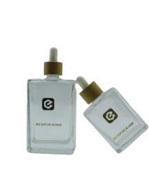 Empty Essential Oil Body Oil Container 30ml 50ml 100ml Rectangle square Glass Dropper Bottle