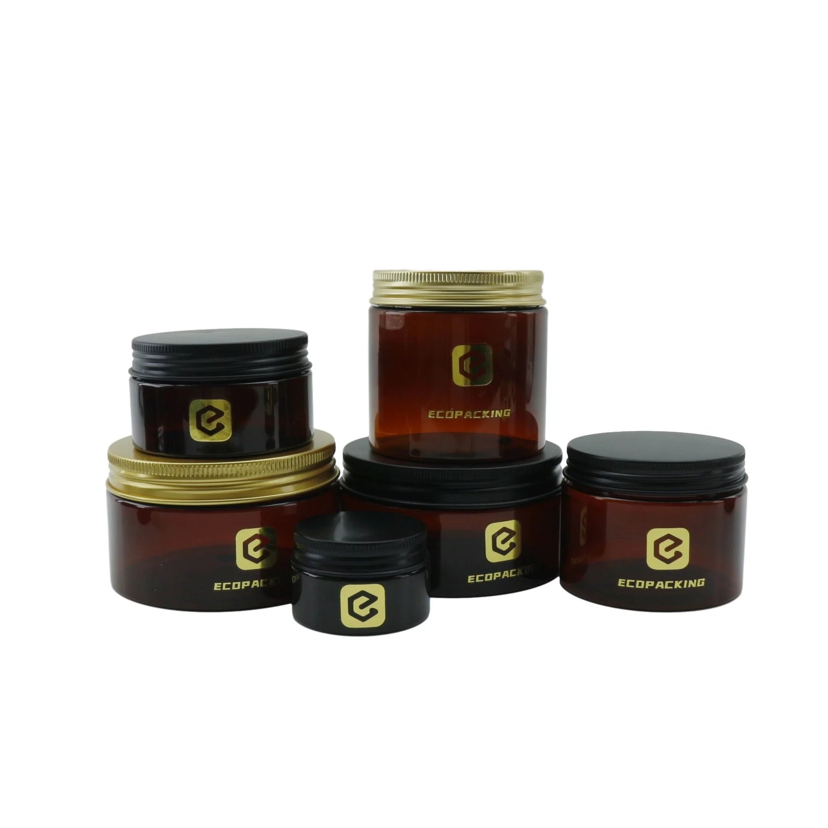 100ml 200ml 250ml 300ml Wide Mouth Amber Black PET Plastic Cosmetic Cream Body Butter Lotion Jar With Aluminum Screw Lid A888 - 图片 3