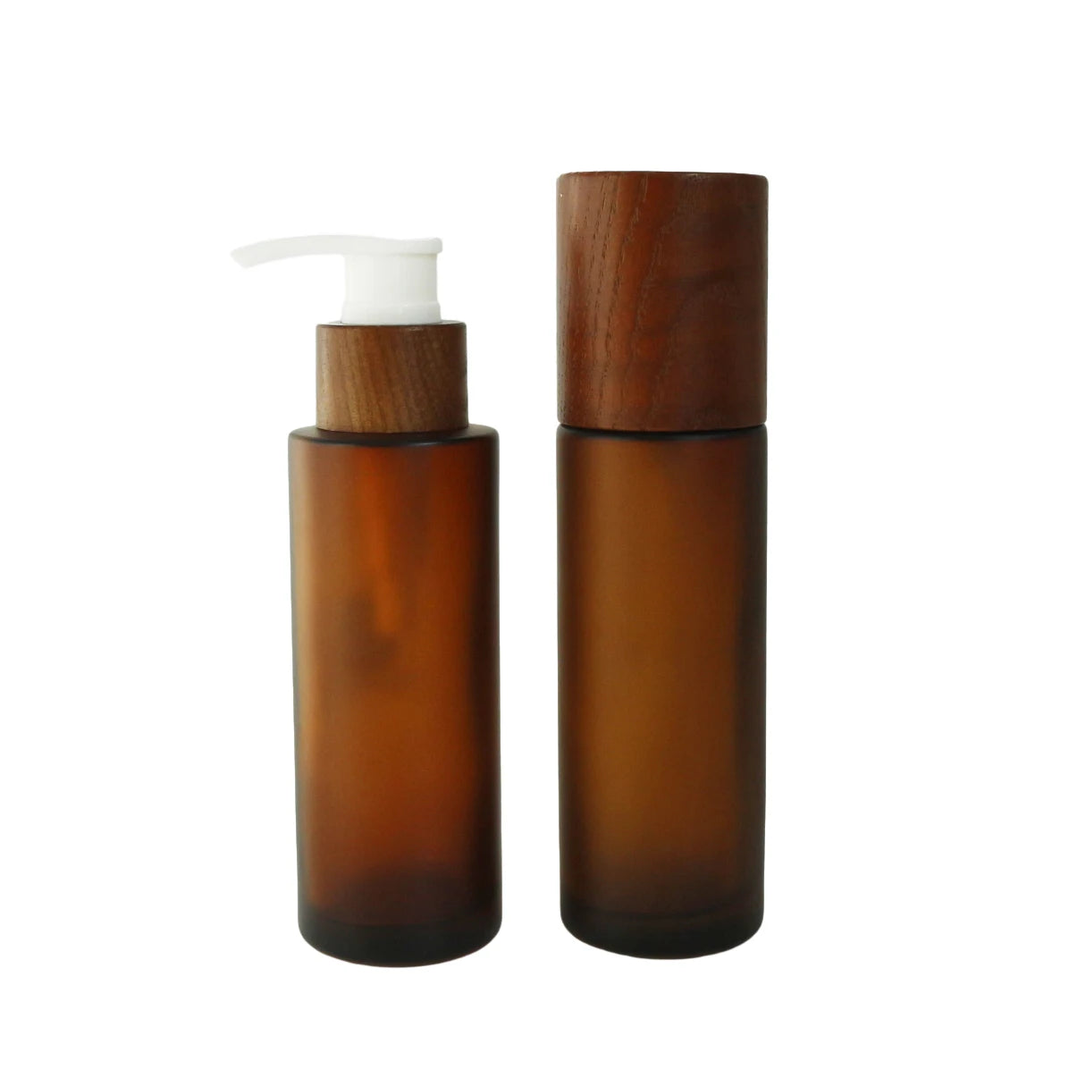 100ml 120ml 150ml 200ml Frosted Amber Luxury Eco Packaging Cosmetic Lotion Pump Glass Bottle for Skin Care Serum