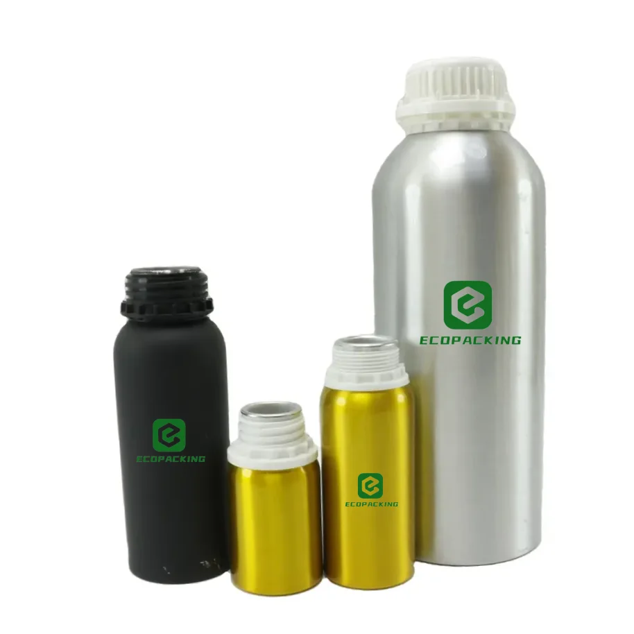 Hot Sale Aluminum Bottle 250 ml 500 ml 1000 ml 1 L Matte Black Empty Metal Aluminum Essential Oil Bottle with Tamper Evident Lid - 图片 2