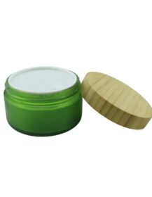 Large Glass Jar 200ml Frosted Green Wide Mouth Glass Jar for Body Butter Face Cream Container