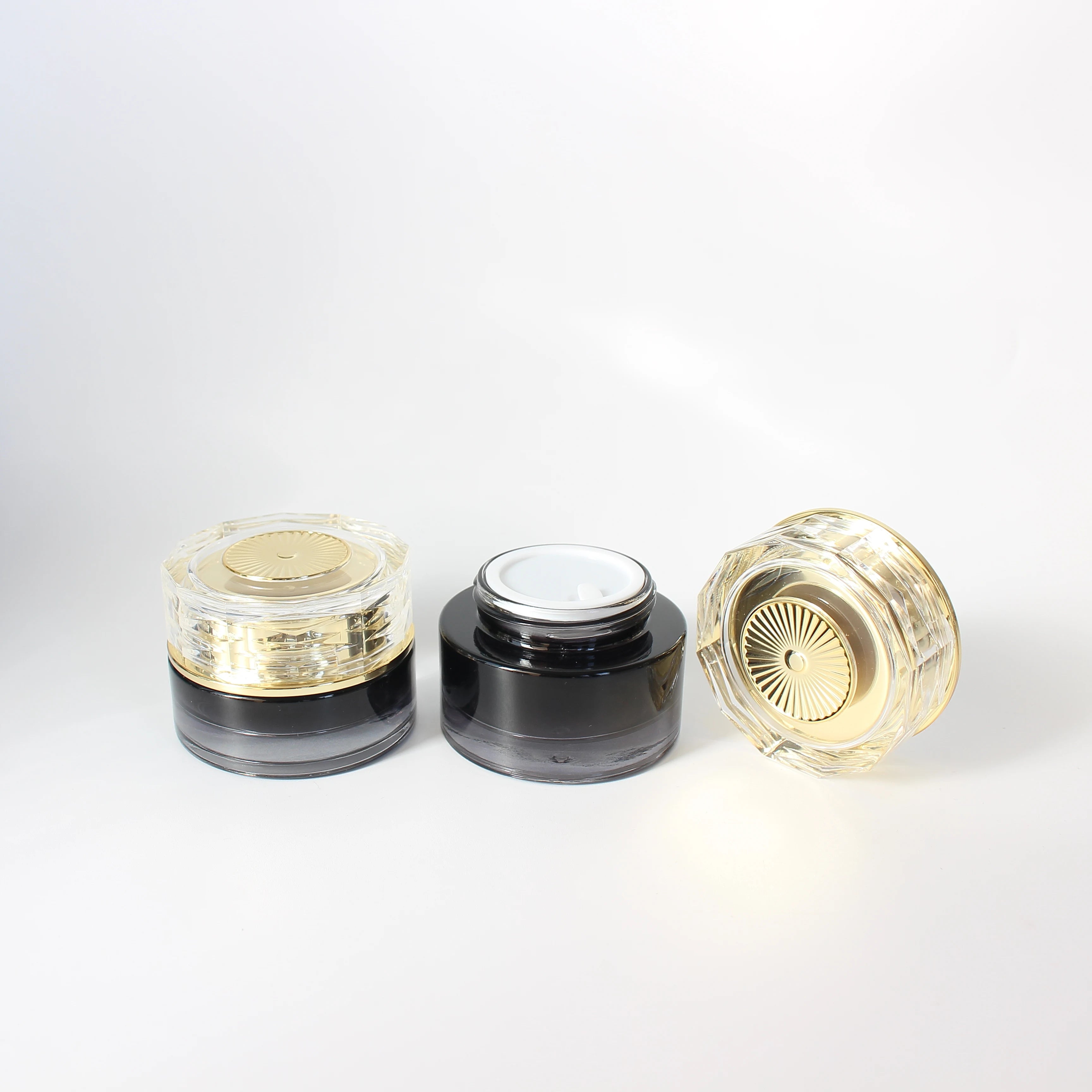 20ml 30ml 50ml 100ml 120ml Luxury Cosmetic Set Custom OEM Essential Oil Lotion Pump Spray Glass Bottle Glass Jar with Gold Cap - 图片 6