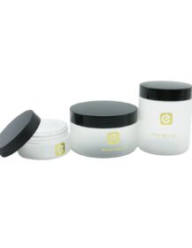 Luxury Plastic Cosmetic Jars 100ml 200ml 250ml Round Cream Jar with Black Plastic Lid