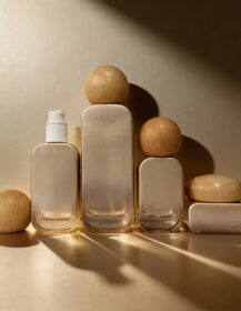 OEM Square 50ml 100ml Cosmetic Glass Lotion Spray Pump Bottle 30g Facial Cream Jar Set Packaging Wooden