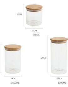 High Borosilicate 100ml Borsilicate Glass Jar with Bamboo Lid for Food Storage