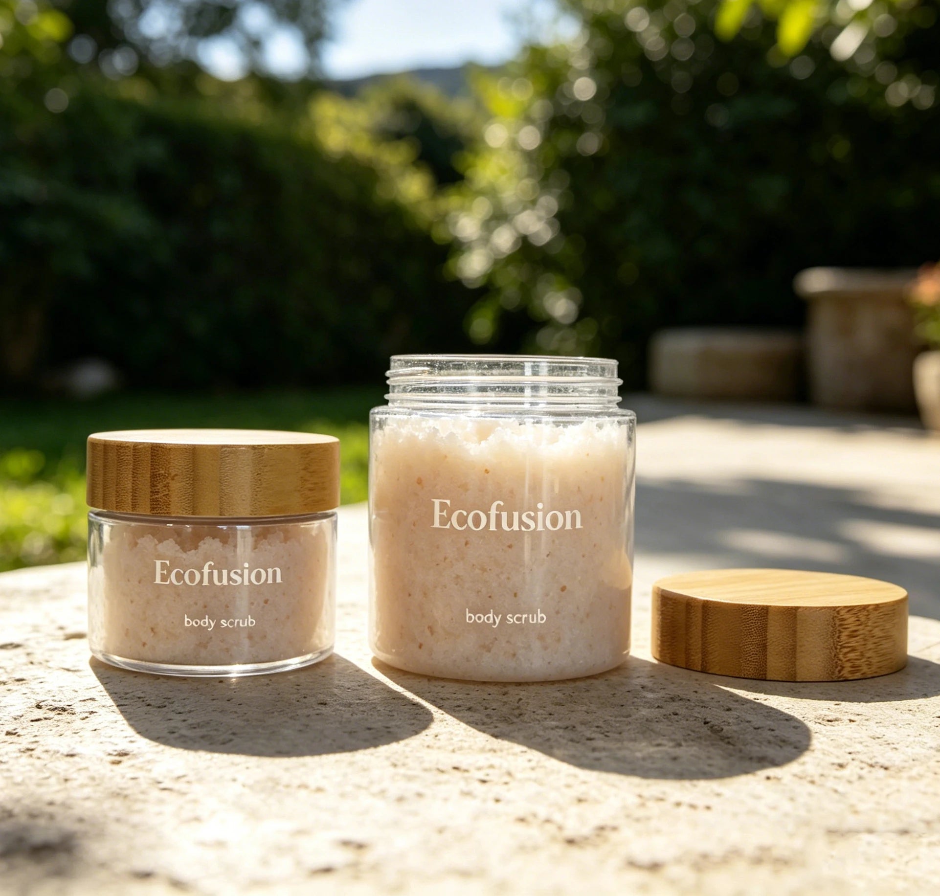 Eco Friendly Skincare Body Scrub PET Plastic Cosmetic Butter Cream Jar with Bamboo Lid Packaging - 图片 4