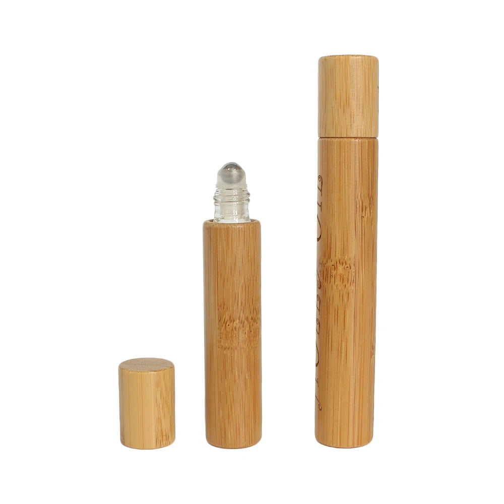 Custom Empty 5ml 10ml Roll on Essential Perfume Oil Glass Attar Bottles With Bamboo Wooden Cover Portable Perfume Bottle - 图片 4