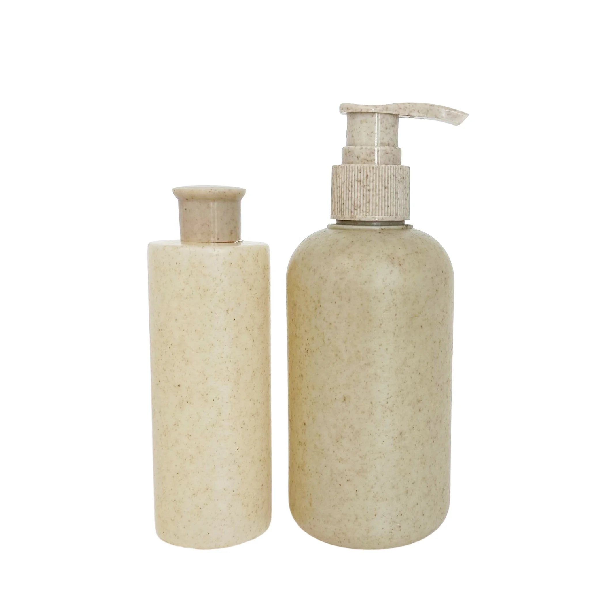 Eco Friendly Bio Wheat Straw Plastic Compostable Pump Shampoo Squeeze Bottle for Soap Oil Cosmetic 30ml 50ml 100ml 250ml 500ml - 图片 4