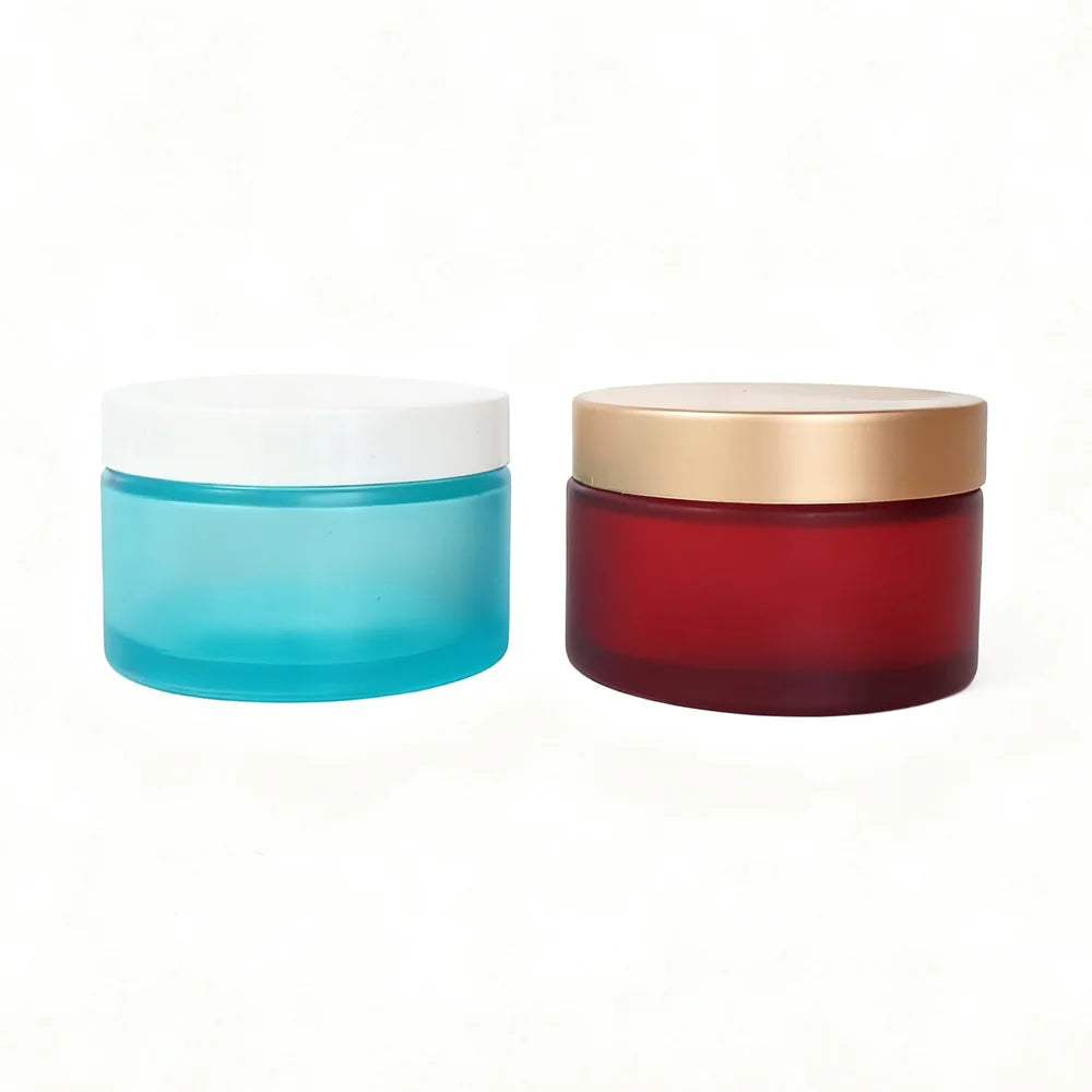 200g 200ml clear Frosted Body Butter Jars Glass Jars with Plastic Aluminum Lids for Cosmetics - 图片 5