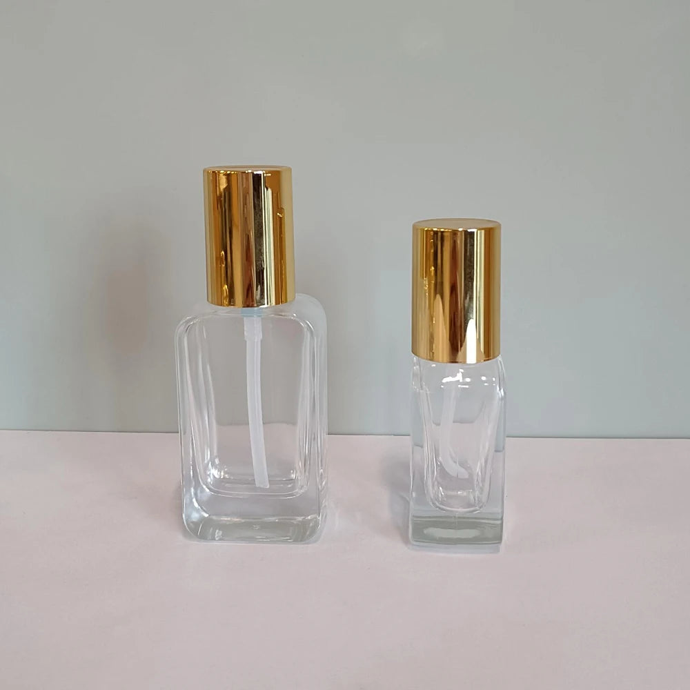 square clear Cosmetic Glass Pump Bottles 30ml 50ml 100ml 120ml Lotion Serum Bottle Cream Jar 30g 50g Glass Jars and Bottles M888 - 图片 5