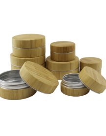 Luxury Wooden Cosmetic Container 15ml 30ml 50ml 100ml 200ml Bamboo Aluminum Jar Set Empty Bamboo Wooden Cream Jars for Cosmetics
