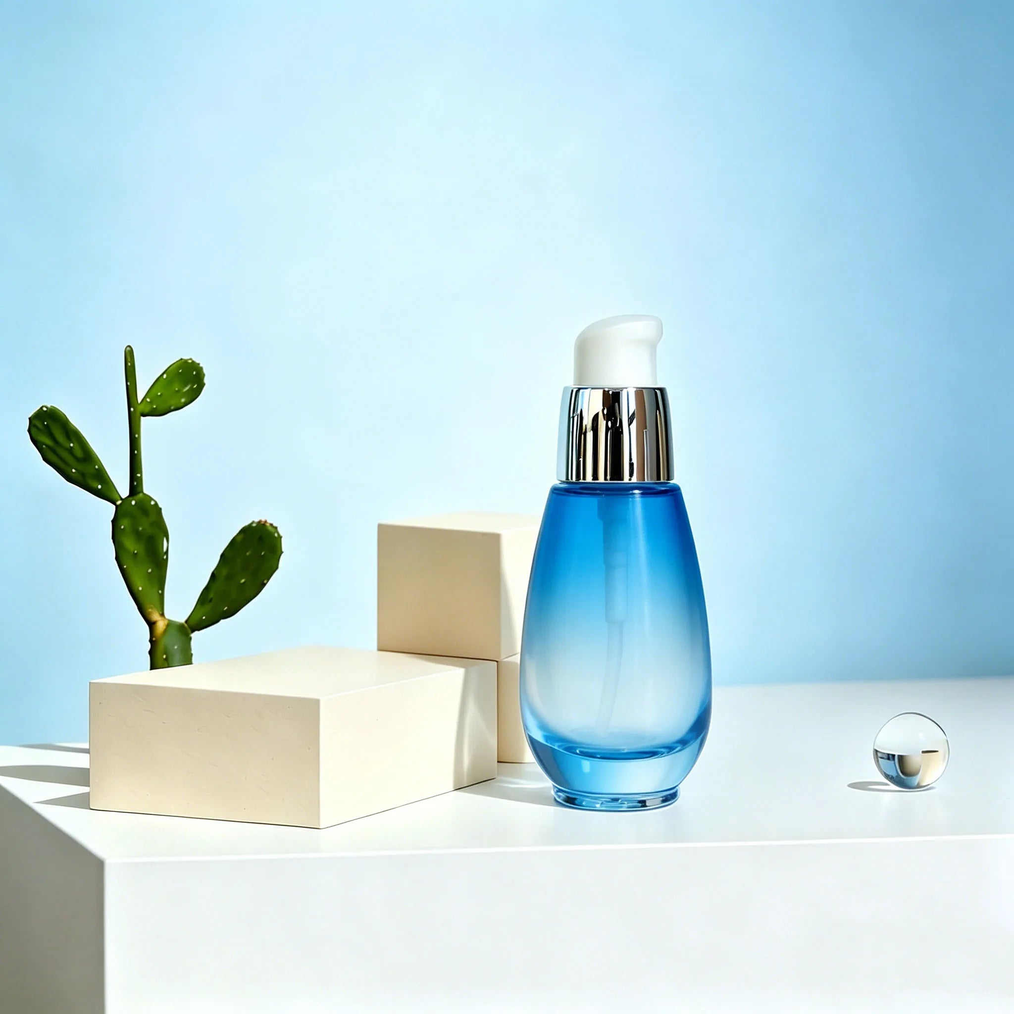 30ml Clear Glass Pump Bottles Empty Refillable Serum Dispenser with Silver Pump for Skincare Cosmetic Packaging - 图片 5