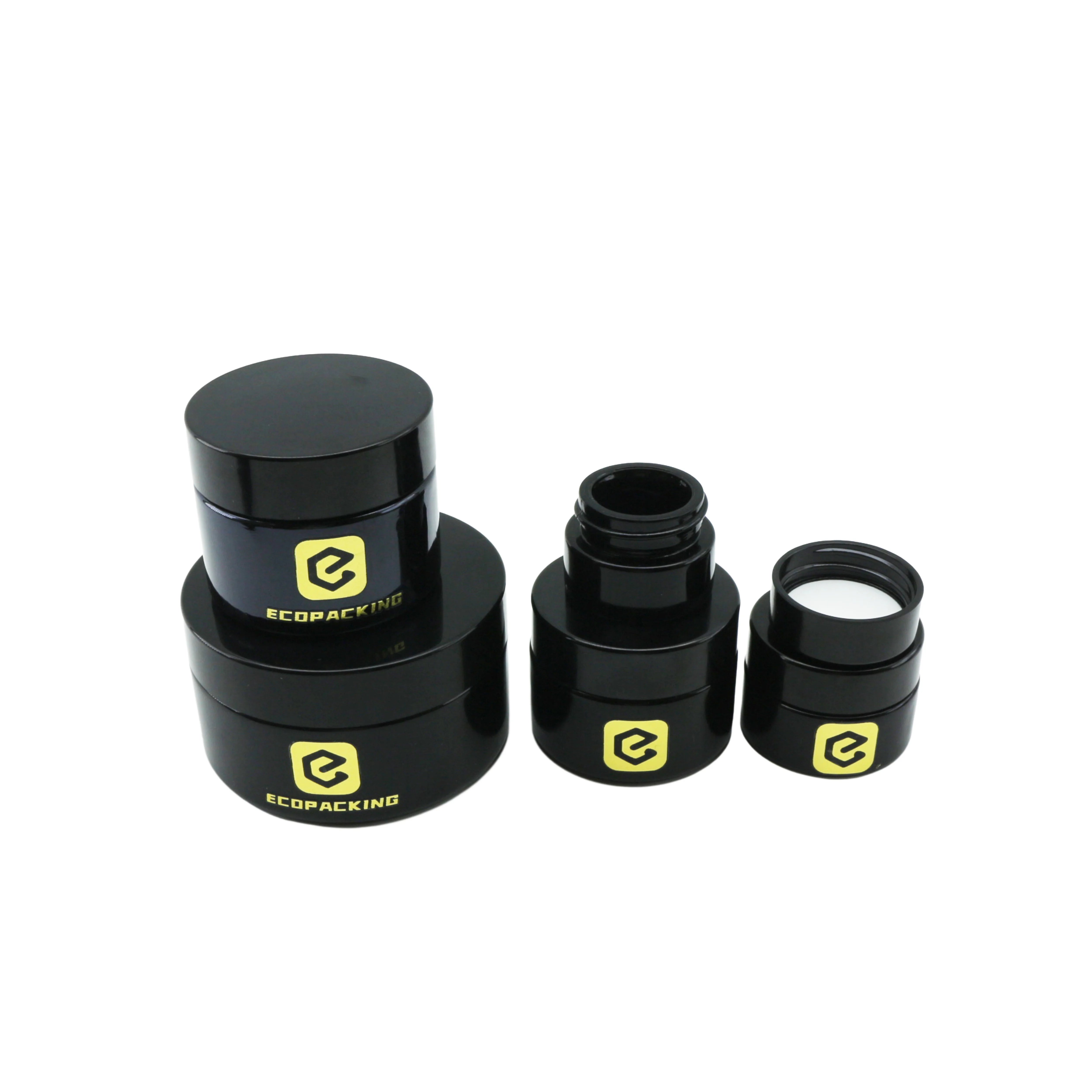 5ml 15ml 30ml 50ml 100ml 200ml Luxury Black Uv Dark Violet Glass Cosmetic Cream Jar with Lid for Hair Wax Body Butter Candle - 图片 3
