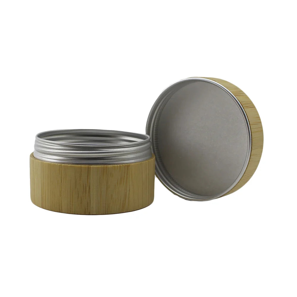 5ml 10ml 15ml 30ml 50ml 100ml 150ml 200ml Candle Face Cream Aluminum Bamboo Cosmetic Jars with Aluminum Inner Lid - 图片 4