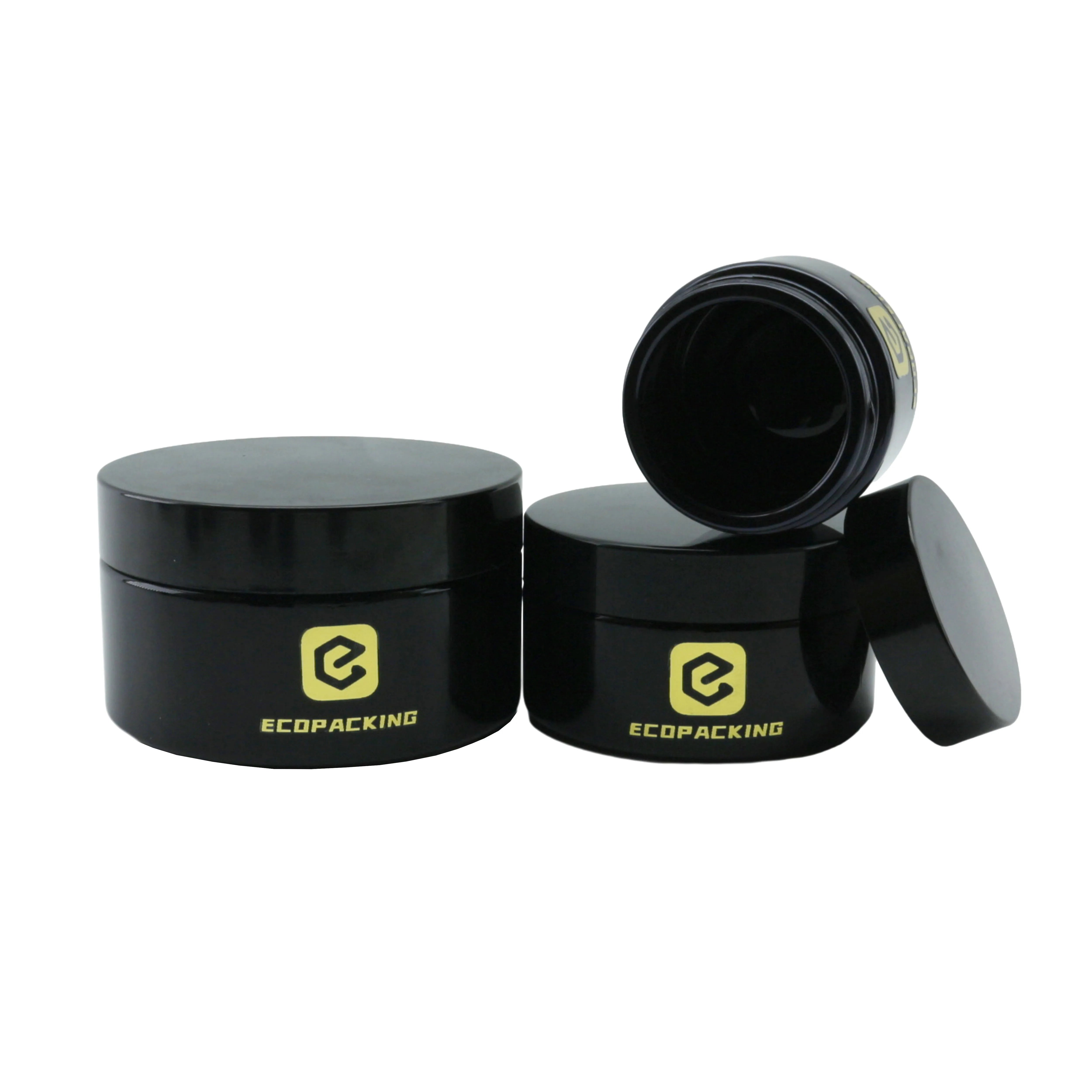Beauty Cosmetic Cream Jars 5g 15g 30g 50g 100g 200g Black Uv Body Butter Scrub Glass Jar - 图片 4