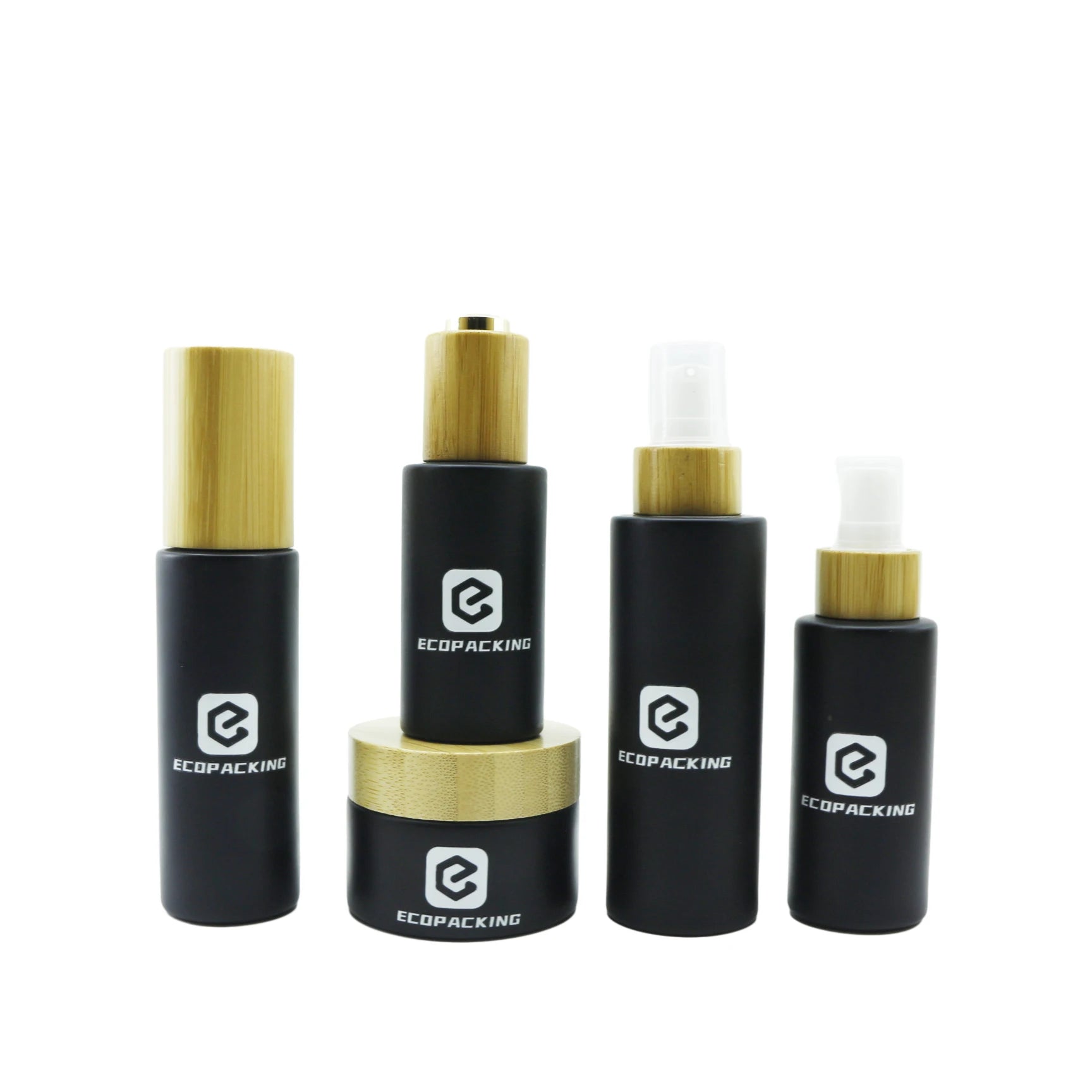 20ml 30ml 50ml 100ml 150ml 200ml Cosmetic Matte Black Glass Pump Bottle Bottle Lotion Hair Oil Package - 图片 2