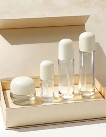 Hot Sale Cosmetic Set 30ml 50ml 100ml 120ml Glass Pump Bottle 30g 50g Cream Jar With Custom Paper Boxes C888