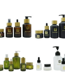 Olive Green Black  Glass Bottles 15ml 30 ml 60 ml 100 ml 120 ml 200ml Glass Bottle and 15 g 30 g 50g 100g Glass Jar for Cosmetic