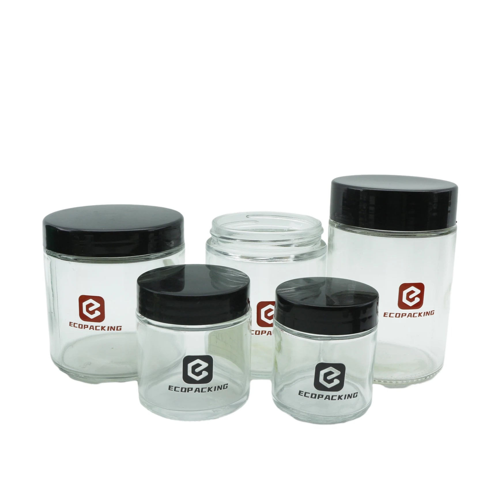 100g 180g 200g 250g 300g 400g 500g Clear Glass Jar Candle Jar with Black Lid for Cosmetic Skin Care Wigs - 图片 4